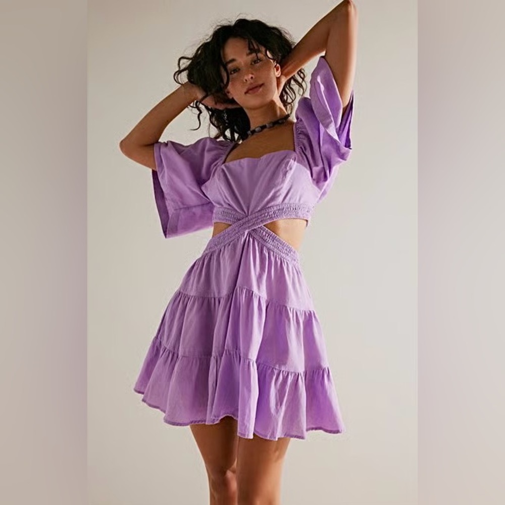 Free People Cross of Sunlight Mini Dress in Lilac Candy - Size XS